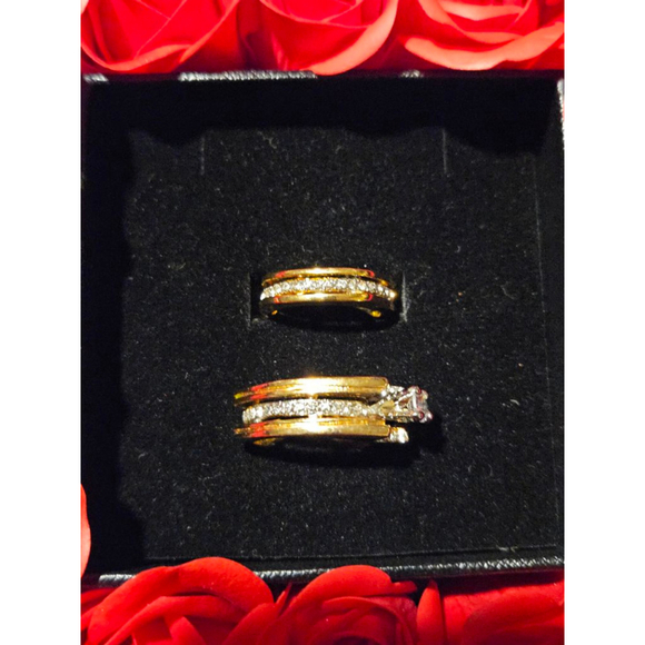 Women's Unbranded Gold Cubic Zirconia Ring Set, One Size - Picture 6 of 7
